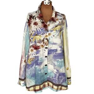 John Mark Sz M Abstract Tunic Top Colorful Lagenlook Breezy Boho Art To Wear